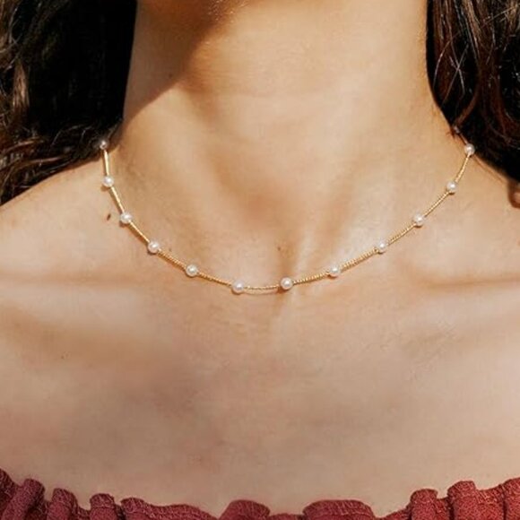 Neiman Marcus Jewelry - Neiman Marcus 14k Gold Plated Satellite Pearl Necklace